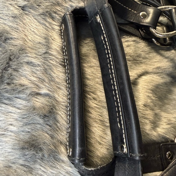 Coach Purse Shoulder Bag - Black leather canvas Python Snakeskin Hampton - Picture 12 of 16